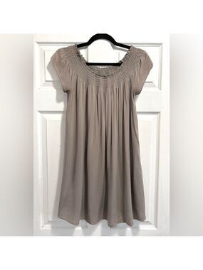 Aritzia TALULA Horatio Dress Off the Shoulder in Taupe Dark Tan Brown Size XS